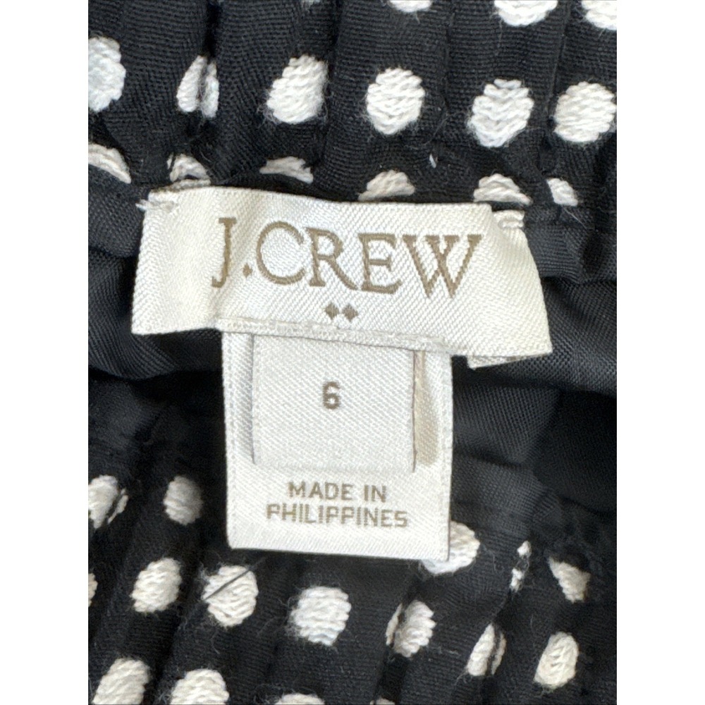 J.Crew Women's 6 Pull On Knit Mini Skirt Black Cream Polka-dot EUC Length 17" - Picture 6 of 10